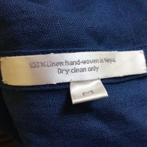 Denis Colomb hand woven linen caftan, Petrol Blue, Size Medium - Picture 8 of 9